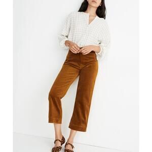 MADEWELL Slim Emmett Wide Leg Crop Pants Womens 31 Corduroy Yellow Mustard